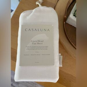 Casaluna Linen Blend Flat Sheet in White